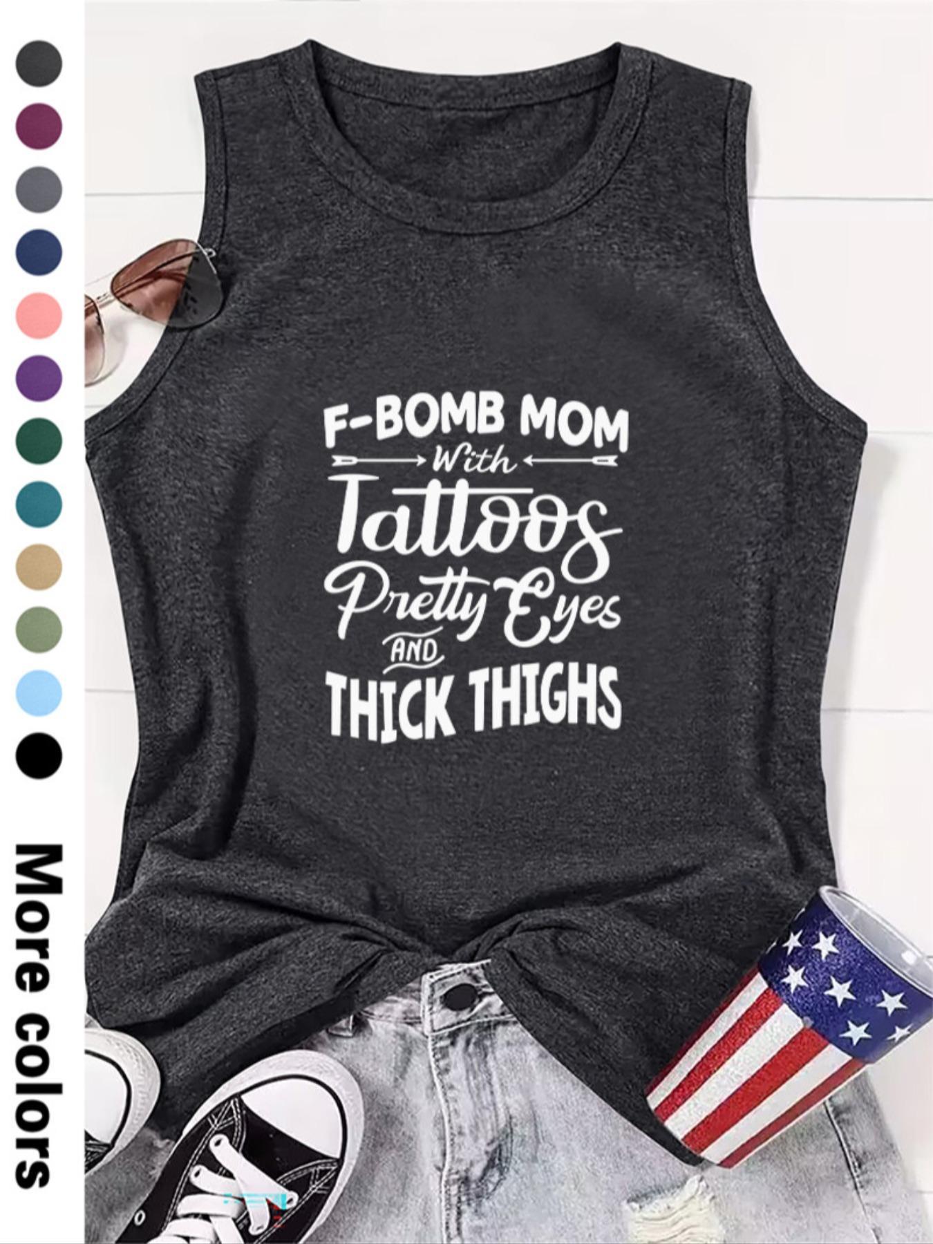 Women's Letter Print Round Neck Tank Top, Summer Clothes Women, Casual Sleeveless Crew Neck Top for Summer, Women's Top for Daily Wear