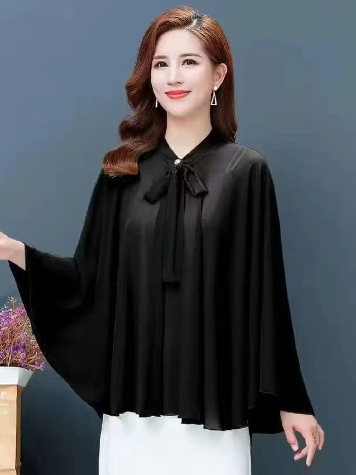 Soft Chiffon Sun Protection Cape, UV Blocking Beach Cover-Up, Loose Fit Outerwear for Travel, Wedding Tea Party, Daily Walks, Elegant, Chic