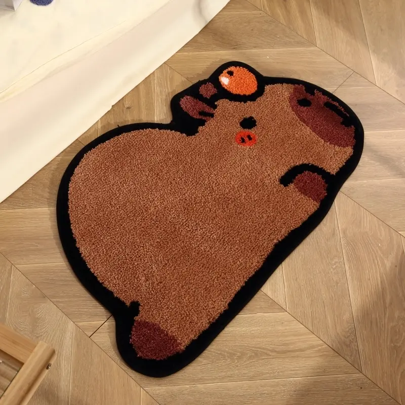 Capybara Carpet, Cute Cartoon Living Room Rug, Cartoon Pattern Rug, Simple Home Decor Mat, Washable Bathroom Rug, Easy Clean, Suitable for Bedside Sofa Lounge Area, Indoor Area Rugs