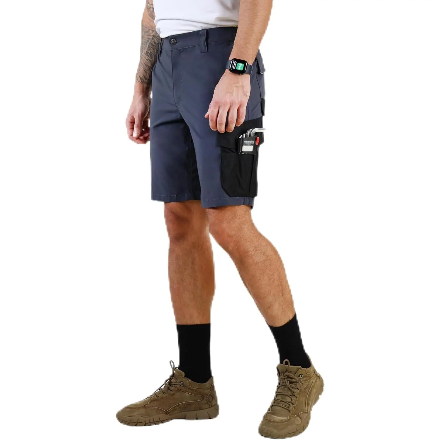 Work Shorts for Men Construction Mens Workwear Utility Cargo Stretch Water Repellent Tactical Loose Fit Short