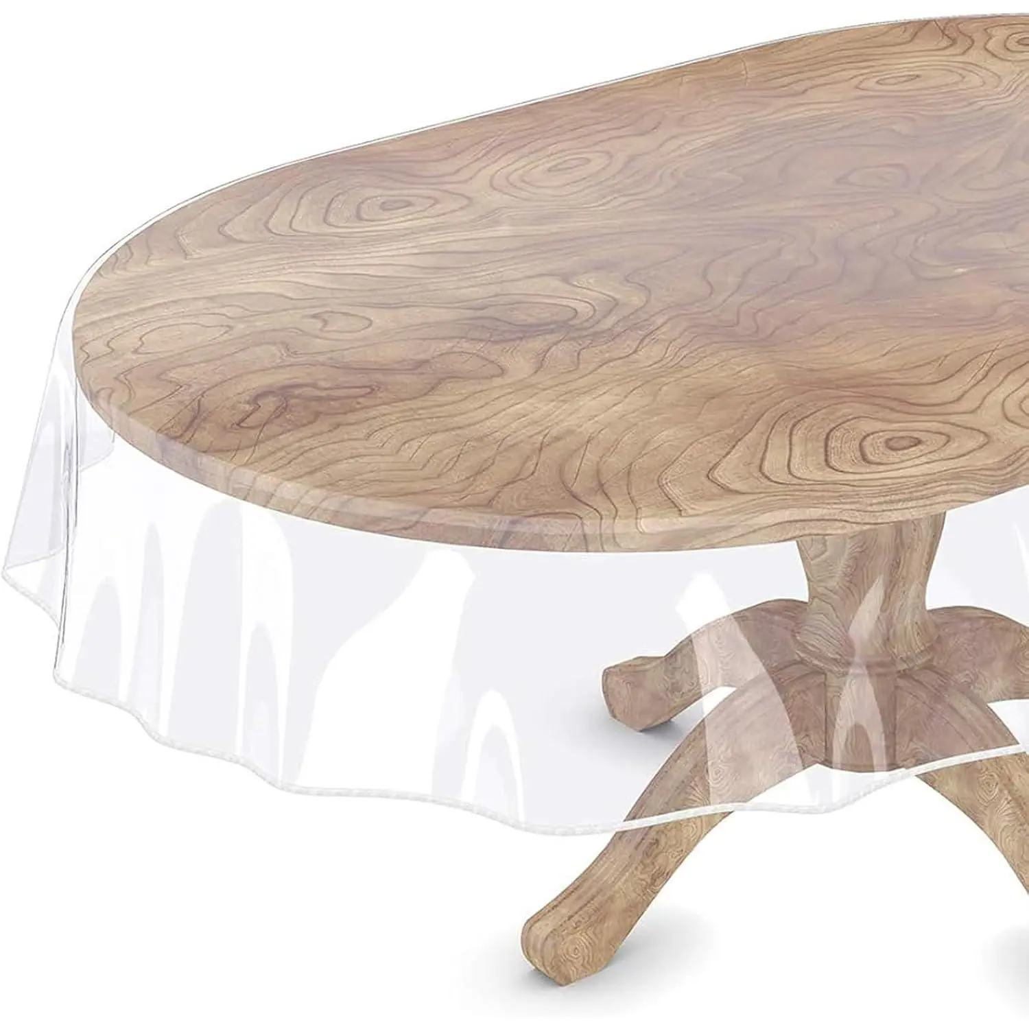 Clear Oval Table Cover Protector 60 x 90 Inches Oval Shape Plastic Transparent Cloth Vinyl  Tablecloth for 4~6 Seats Chairs Table Protect