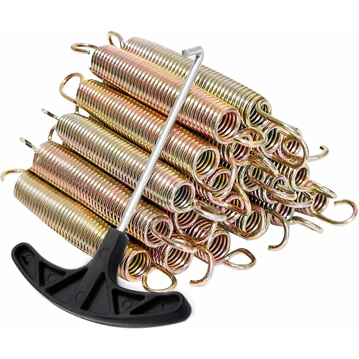 20pcs Multi-Size 5.5/6.5in Heavy-Duty Galvanized Steel Solid Coil High-Tensile Trampoline Parts Replacement Kit with T-Hook, Accessories