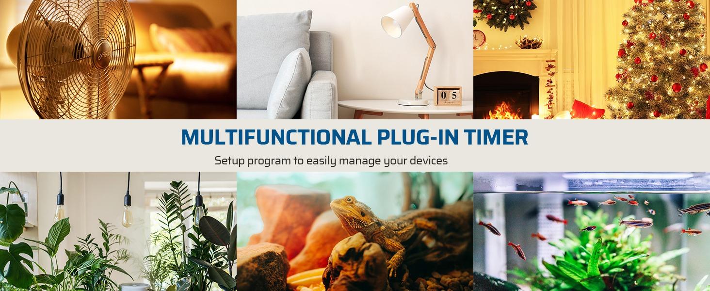 F-APT22  24 Hour Programmable Digital Timer Outlet, 2 Pack Timers for Electrical Outlets, Light Timer for Indoor Lamp Fan Aquarium, 1 Grounded Outlet, 125V/15A/1000W, 3 Prong, 1/2 HP