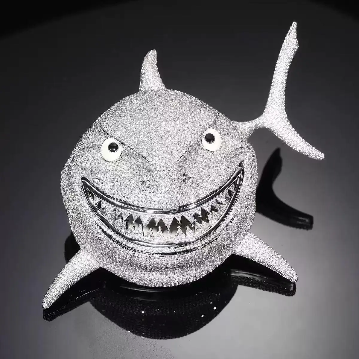 2–54 iced-out shark head pendant men’s statement rapper chain bling accessory with a trendy edgy look for rappers and stylish men; Moï tennis necklace; luminous couple necklace customizable with engraved letters men's jewelry trendy costume jewelry
