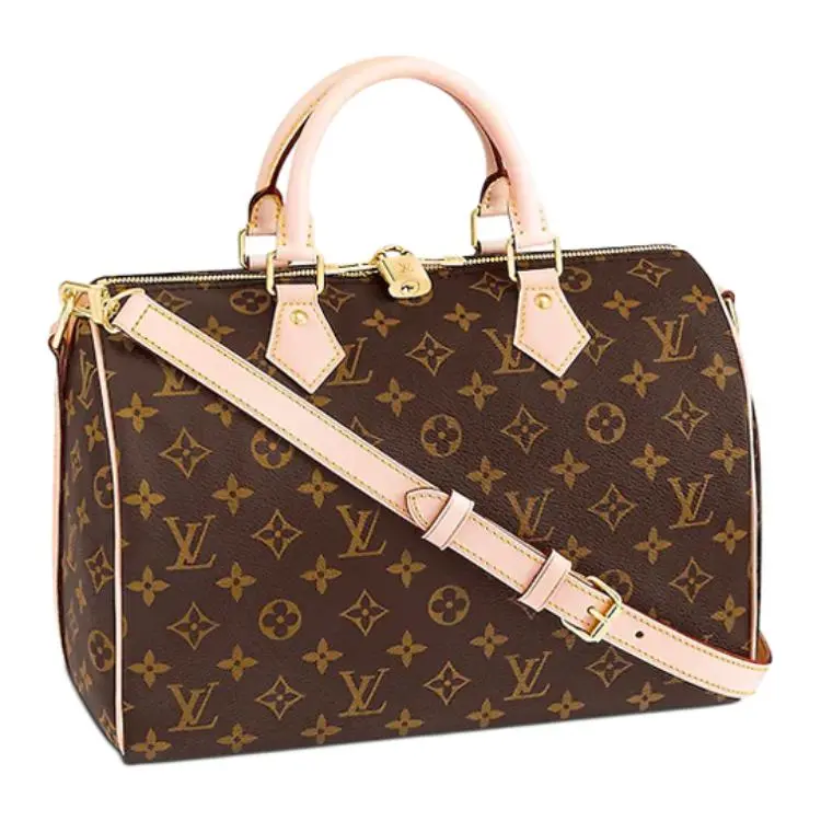 Louis Vuitton Speedy 30 Handbag for Women – Iconic Rolled Handle, Engraved Lock, Detachable Adjustable Strap, Coated Canvas and Smooth Leather, Pillow Shape, Brown