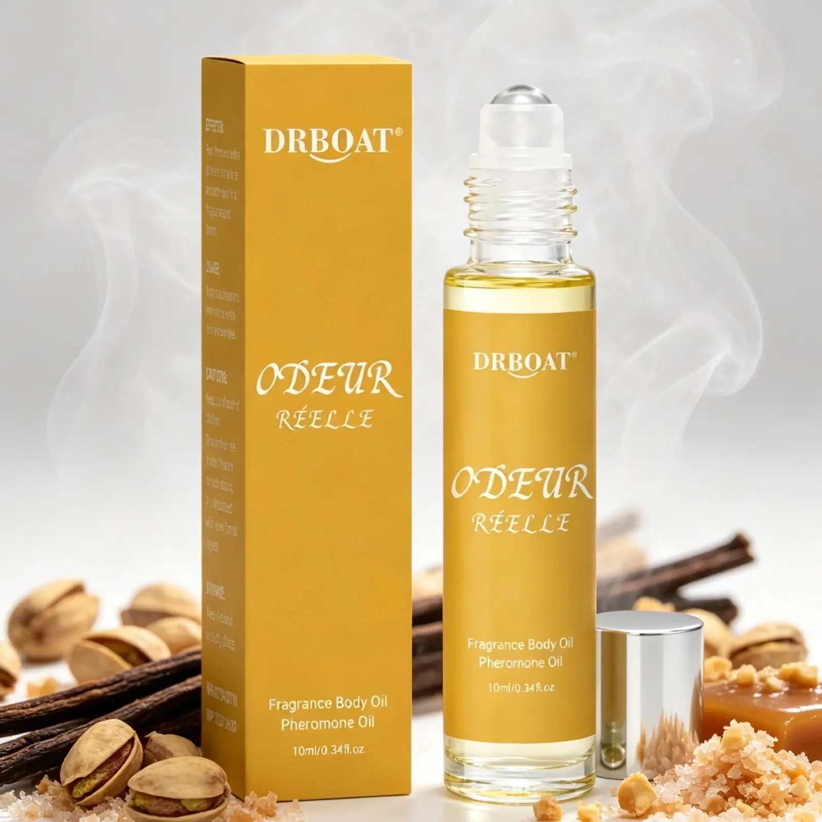 Pistachio Skin Pheromone Oil - 10ML Roll-On Perfume Oil, Sweet Eau de Toilette Oil with Vanilla & Salted Caramel, Gourmand Caramel Vanilla Fragrance Oil for Meeting Date Gift Home, Irresistible Sunshine for Women.