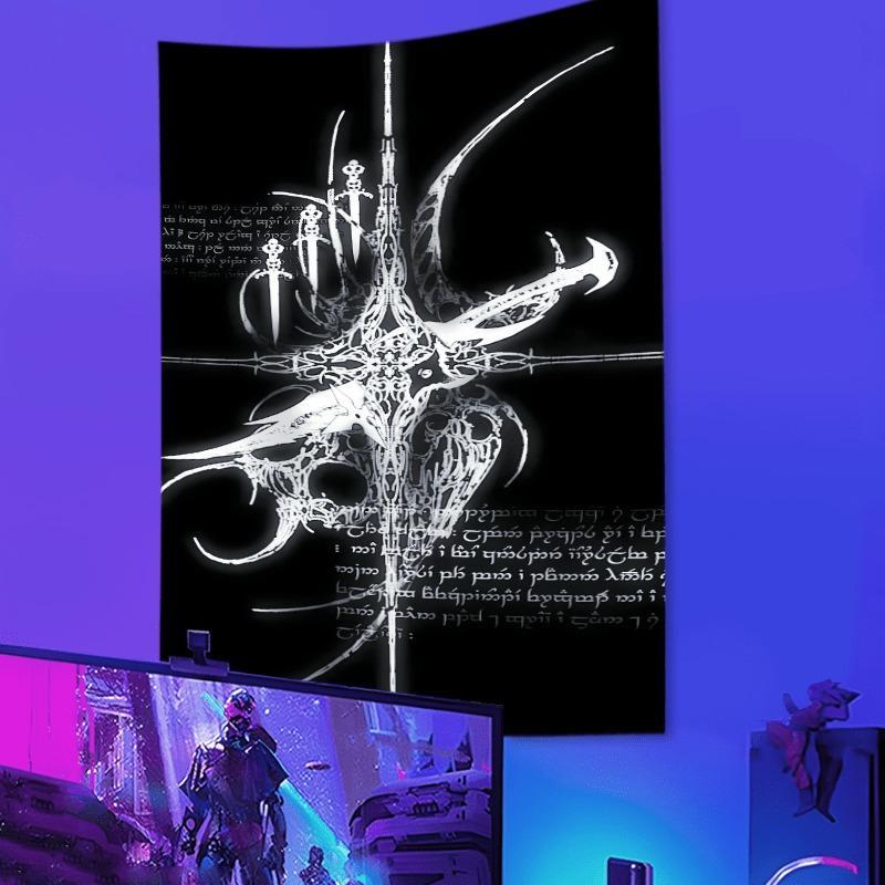 Gothic Cross Pattern Tapestry, 1 Count Punk Design Wall Hanging Tapestry, Wall Art Decor for Home Living Room Bedroom Dormitory, Home Decor Supplies