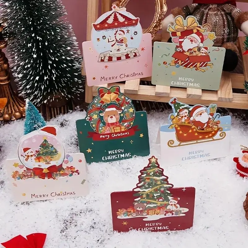 Christmas Greeting Cards, 12 Pcs 3D Pop-Up Foldable Holiday Cards with Envelopes, Perfect for Men and Women Christmas Gifts