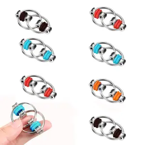 8 Counts Bike Chain Fidget Toy, Flippy Chain Sensory Toy, Finger Roller Chain, Handheld Ring, Stress Relief for Adults, Boys, Girls