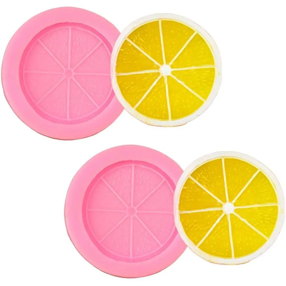 2Pcs Lemon Slice Fondant Mold Orange Fruit Piece Silicone Chocolate Candy Cake Cupcake Decorating Tool Polymer Clay Epoxy Resin Mold
