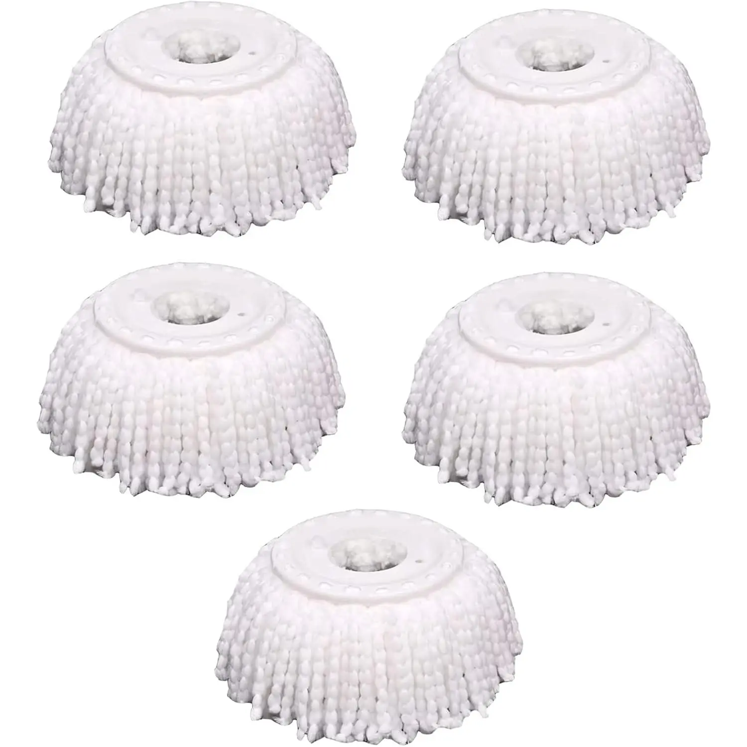 5 count Microfiber  Mop  Spin Mop   5-Pack, Microfiber Refill Heads  for 360 Spin Magic Mopping, Round Shape Standard Size White