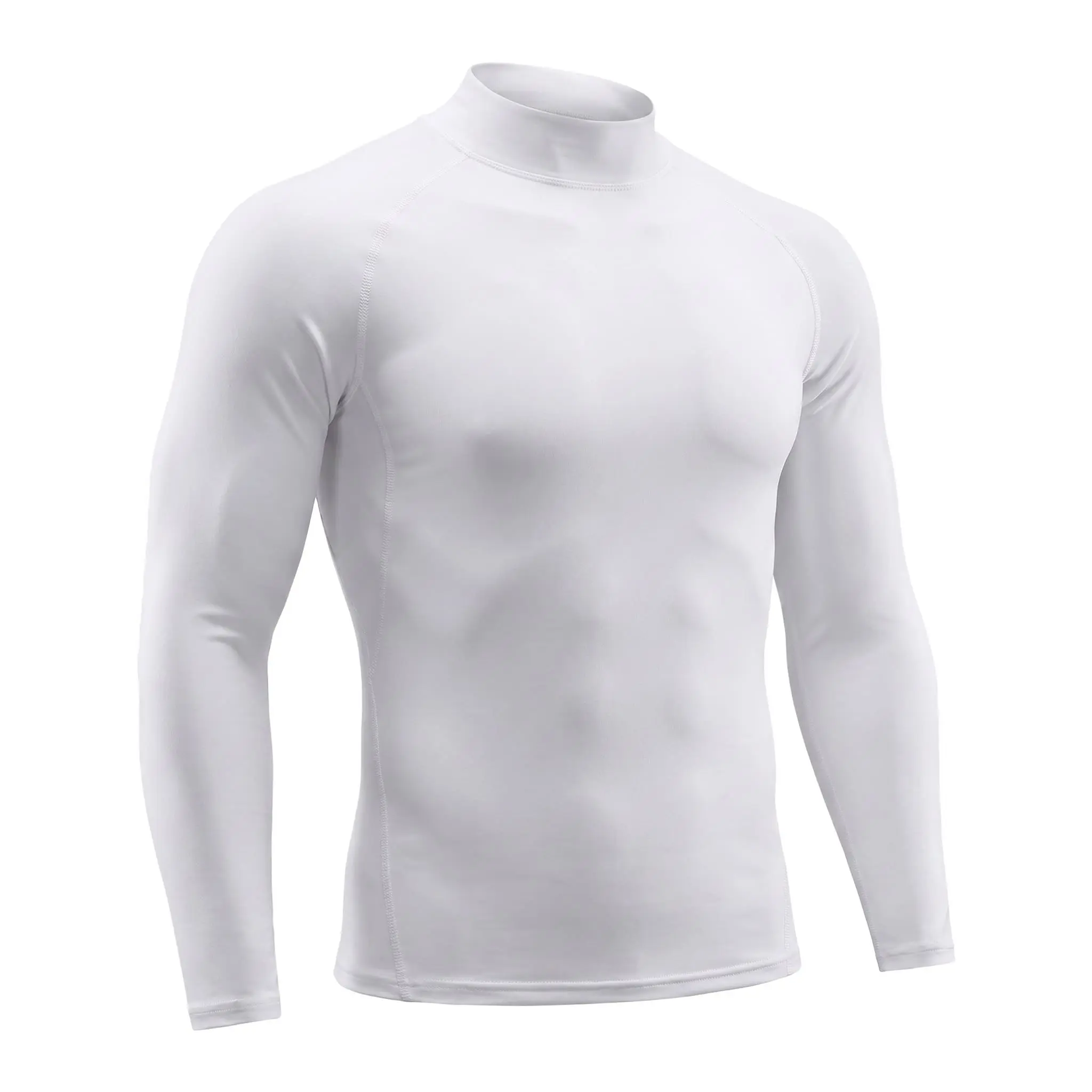 Men's Mock Neck Long Sleeve Compression Shirt - High Elastic Quick Dry Muscle Fit Base Layer Top for Gym Workout, Running & Sports Training, Athletic Activewear Fitness Clothes Tops Dry Fit Stretch