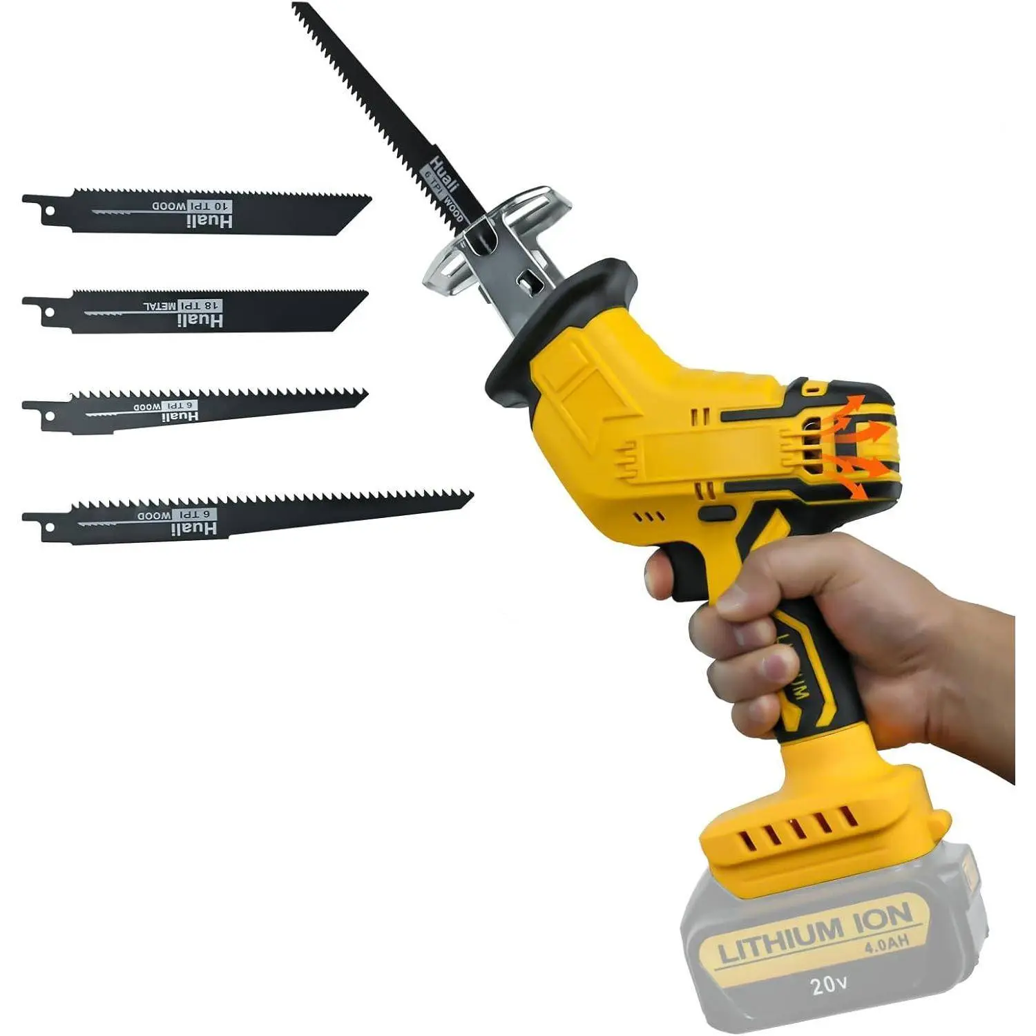 Reciprocating Saw for DeWalt 20V Battery, Tool-Free Blade Change with 4 Saw Blade, 0-3000 SPM Variable Speed for Wood/Metal/PVC Cutting, Tool Only, No Battery