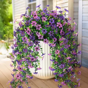 Artificial Flowers for Outdoors, 2 Pcs Fake Hanging Flowers, UV Resistant Faux Flower, Gradient, Spring Summer Decoration