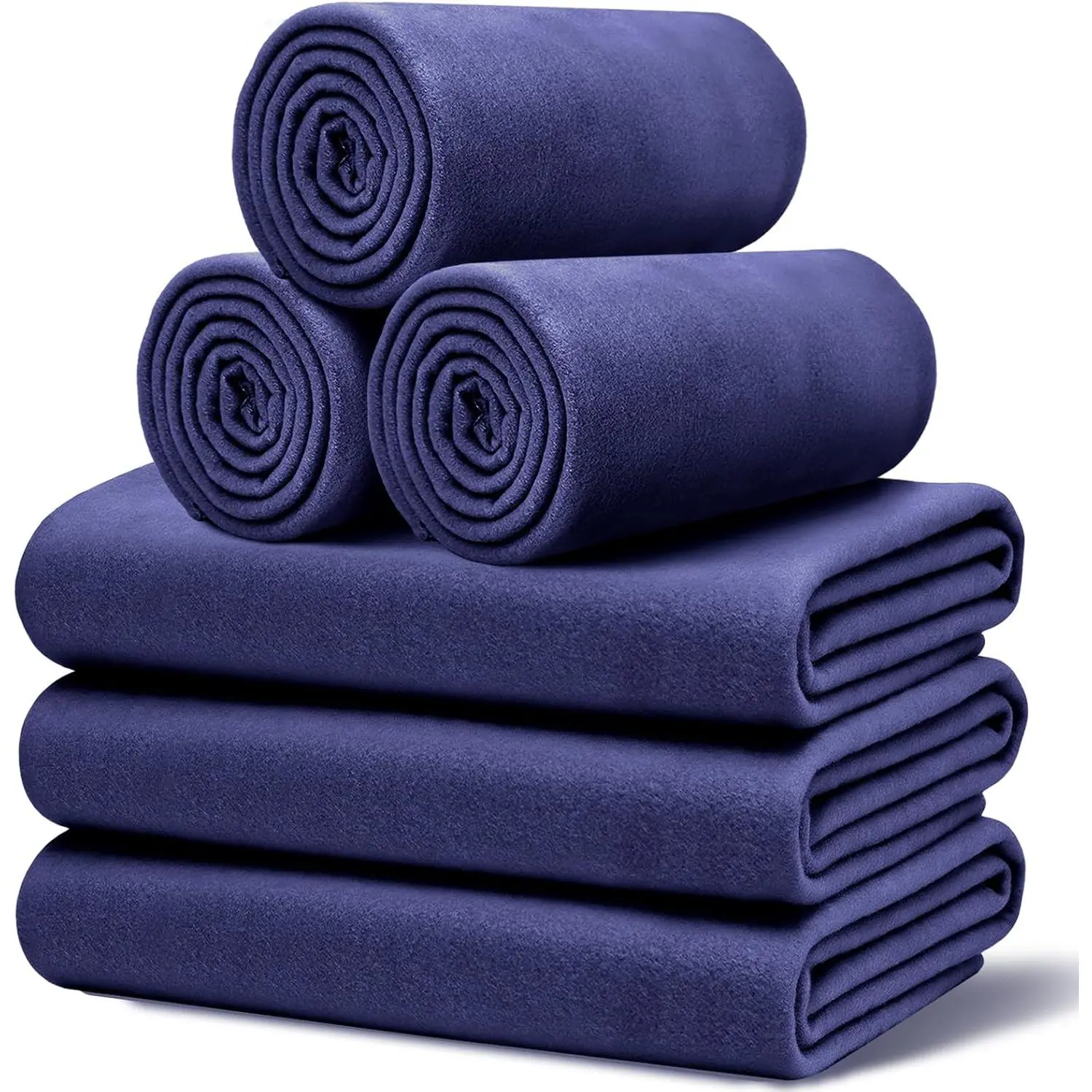 6 count Soft Fleece Throw Blankets 210GSM, 60x50 Inch - Lightweight Cozy Blankets Bulk,  Blankets in Bulk for Wedding Gifts & Homeless Donations(Blue)