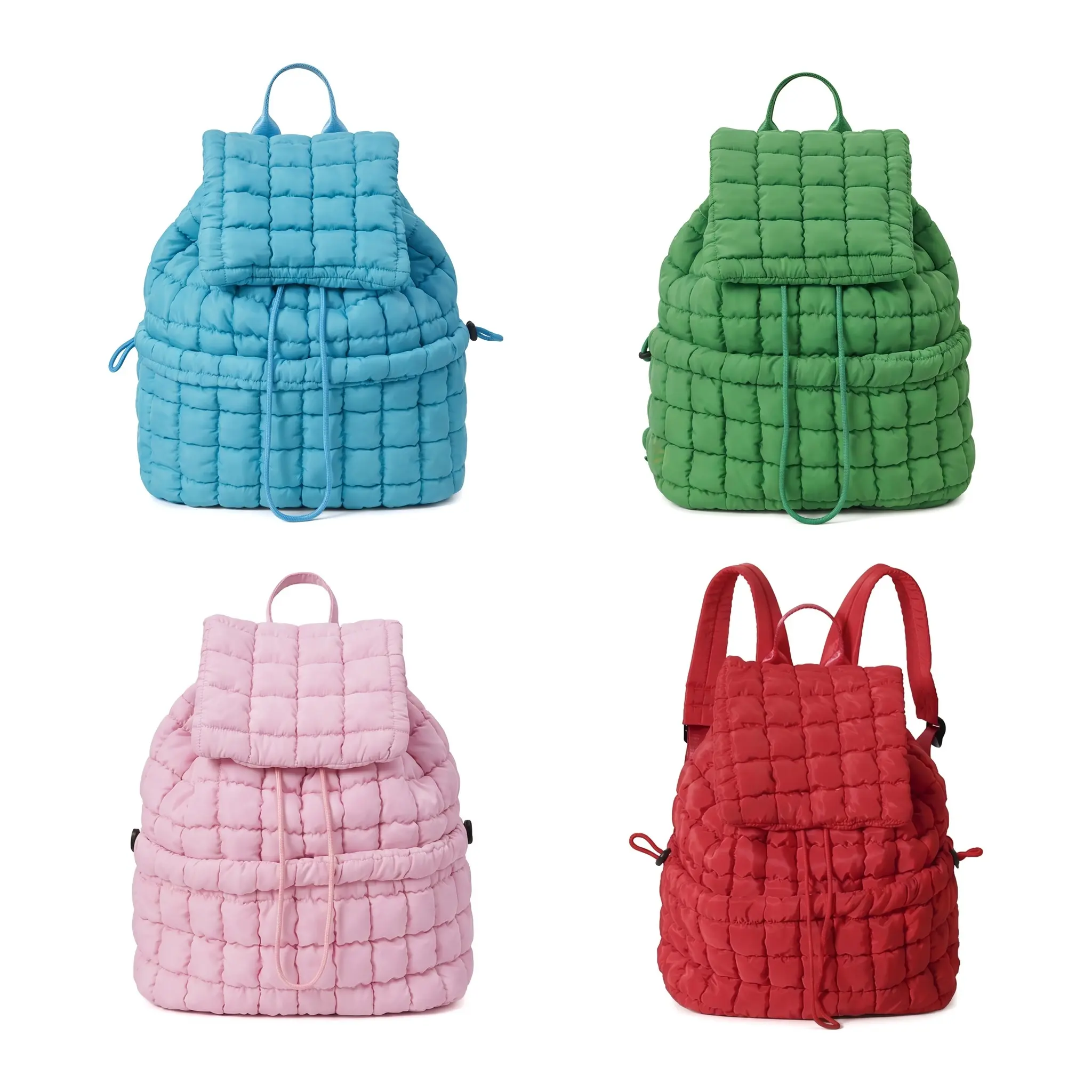 Women's Korean Style Plaid Oxford Fabric Backpack - Down-Filled, Lightweight, Fluffy, Large Capacity, Drawstring Top, Adjustable Straps, Cozy for Daily Commute & School Use, Large Capacity Backpack, Korean Chic, Oxford Nylon, Zip