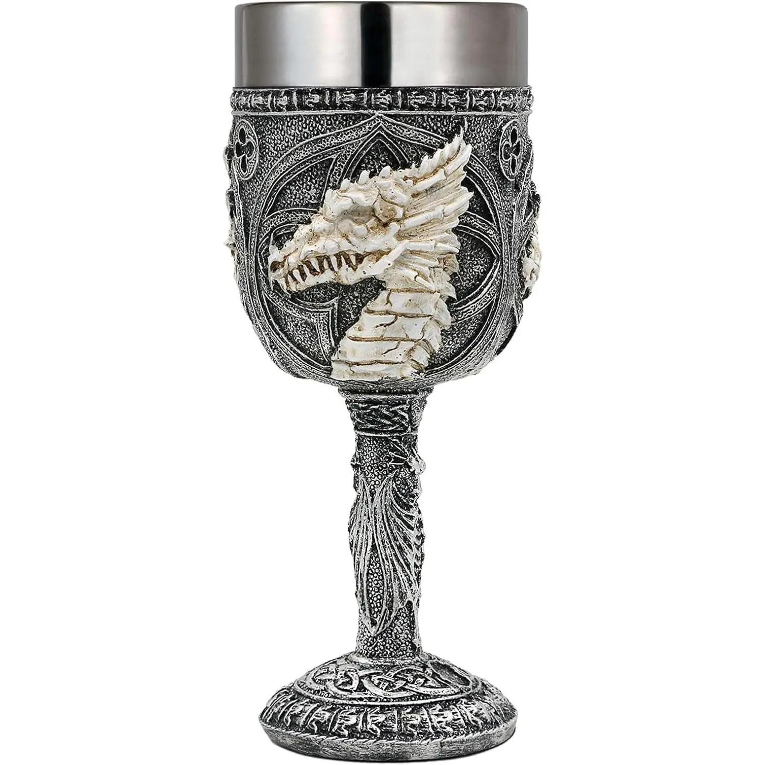 alikiki Medieval Dragon Skull Chalice for Men | 7oz, Stainless Steel, D&D, Gothic Goblet