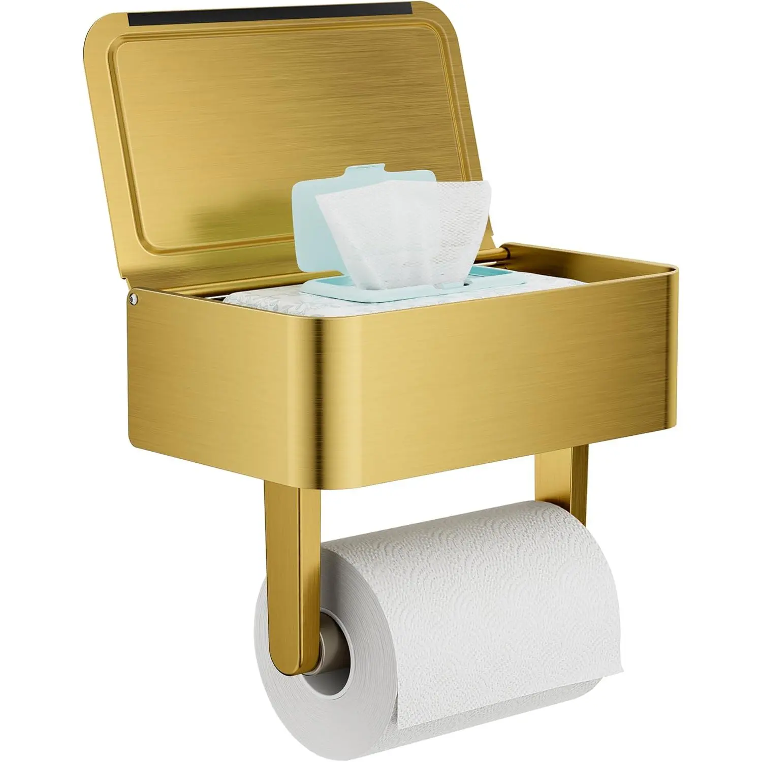 Gold Toilet Paper Holder with Wipes Dispenser Self Adhesive