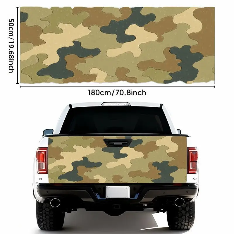 1pc 50*180Cm1pc Woodland Camouflage Pattern Car Sticker - Waterproof Self-Adhesive Vinyl for Tailgate, Bumper, Trunk Lid - Earthy Green Brown Tan Disruptive Design for Outdoor Vehicles - Durable Weather Resistant Decal