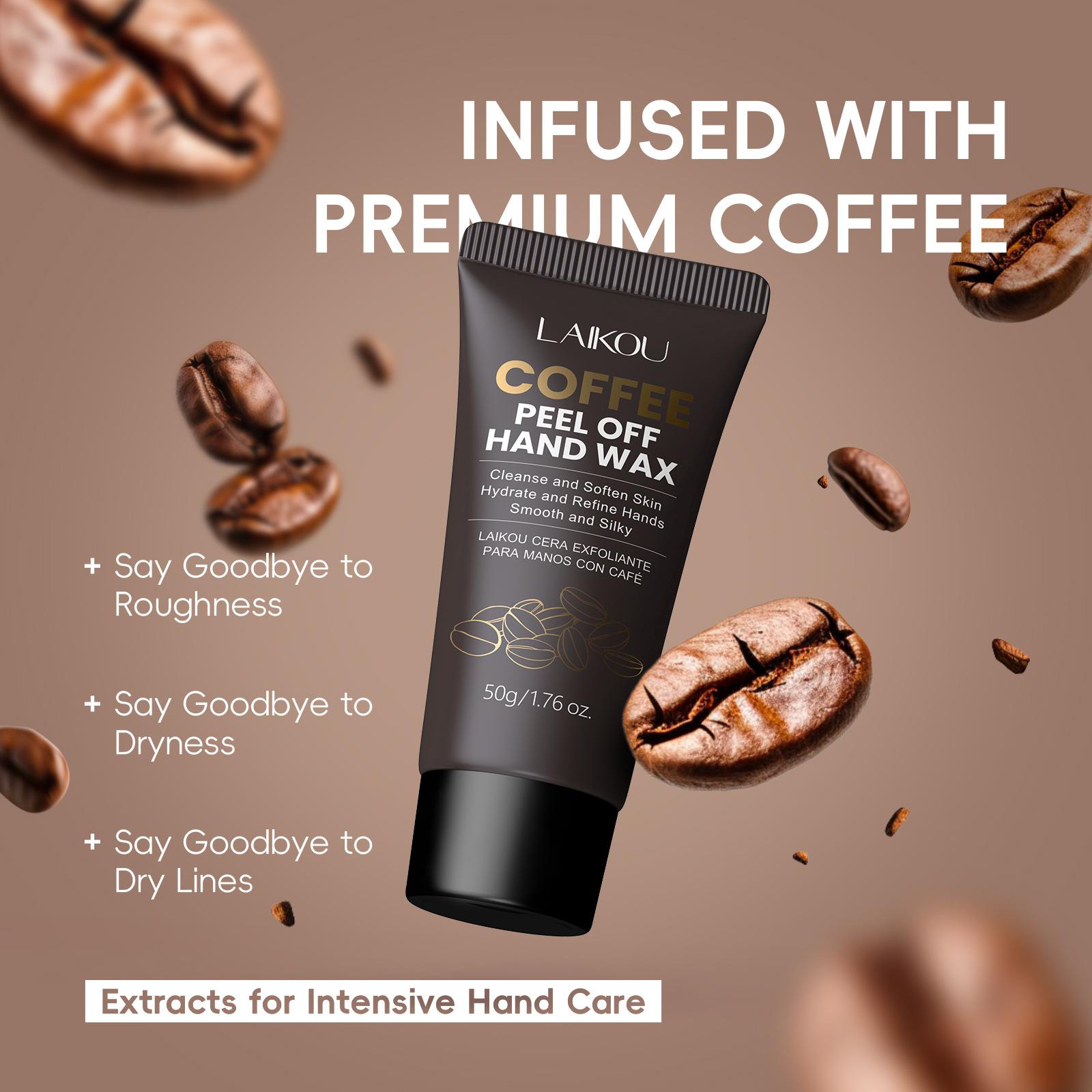 Coffee Peel Off Hand Mask 50g ， Exfoliating Hand Wax for Dead Skin Removal ， Deep Cleansing & Moisturizing Hand Treatment ，Smooth Soft Hands ， Travel Size Portable Jar
