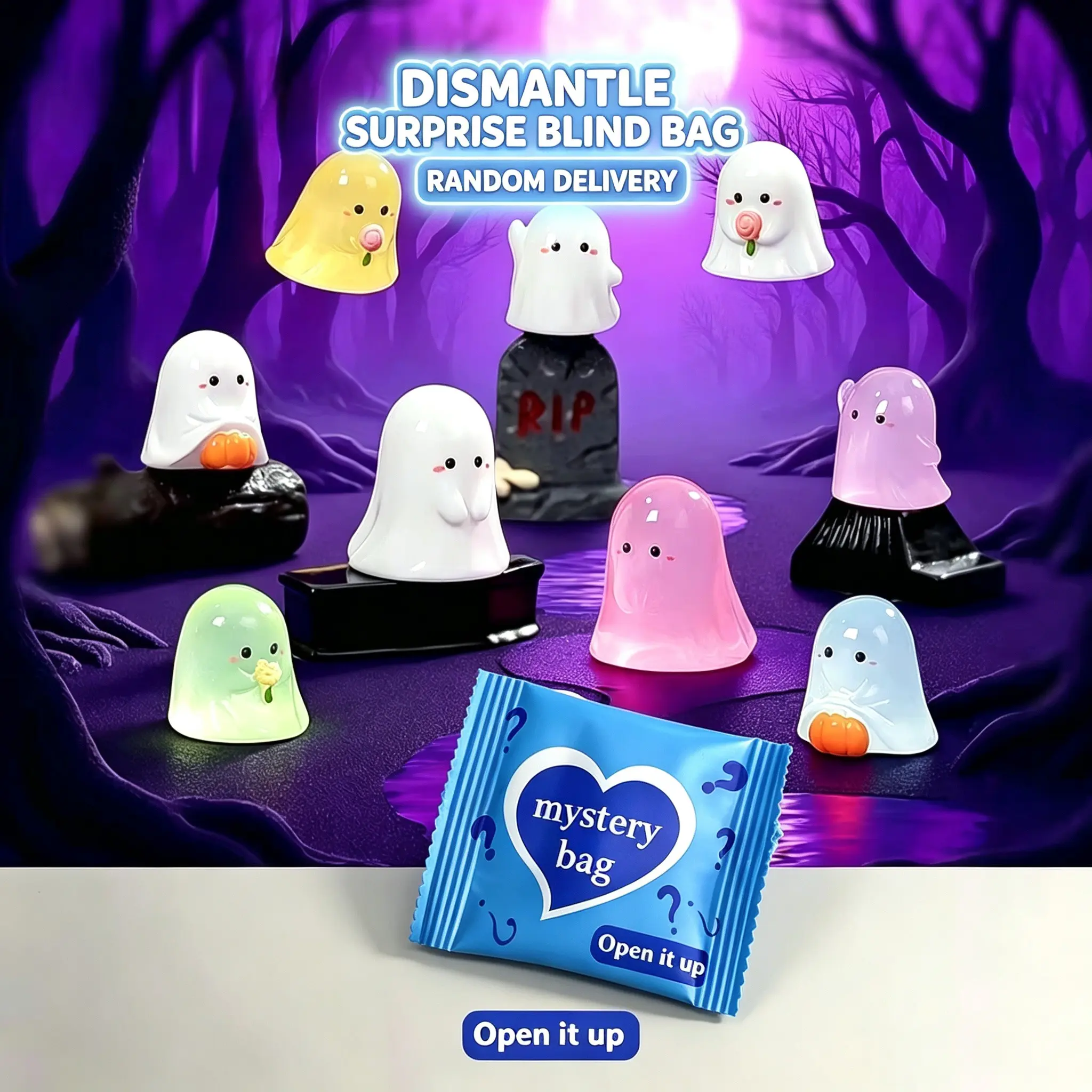 20pcs Glowing Mini Resin Ghost Ornaments, Halloween Decorations, Party Gifts, Home Garden Decoration, Glow in Dark