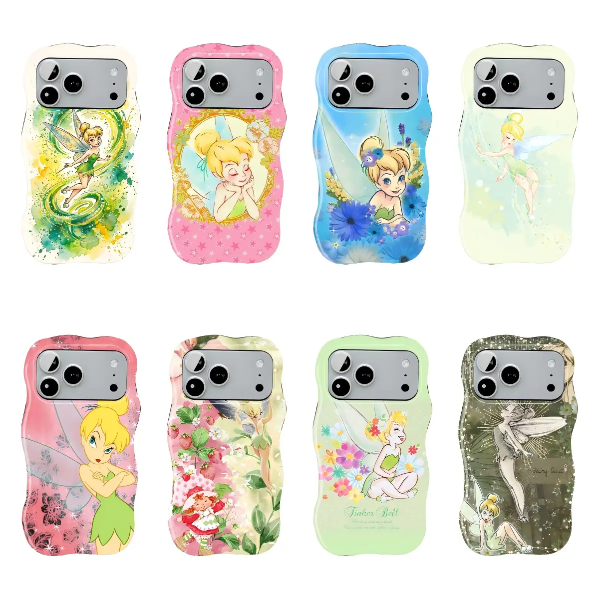 Tinker Bell Anime Style Phone Case, Cute Fairy Garden Floral Pattern Protective Case, Fantasy Princess Character Design, Sweet Girl Gift Phone Accessories Compatible with iPhone 11–17 Pro Max/Plus series and Samsung Galaxy S23–S25 series.
