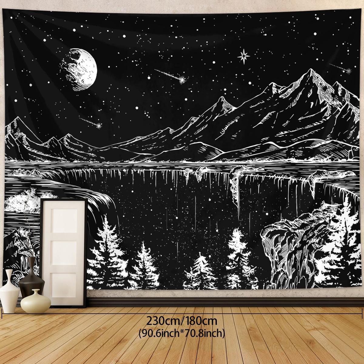 Abstract Starry Night Mountain Landscape Pattern Tapestry for Mean Girls Decorations, 1 Count Wall Hanging Tapestry Art for Home Living Room Bedroom Decor, Tapestry Wall Mural