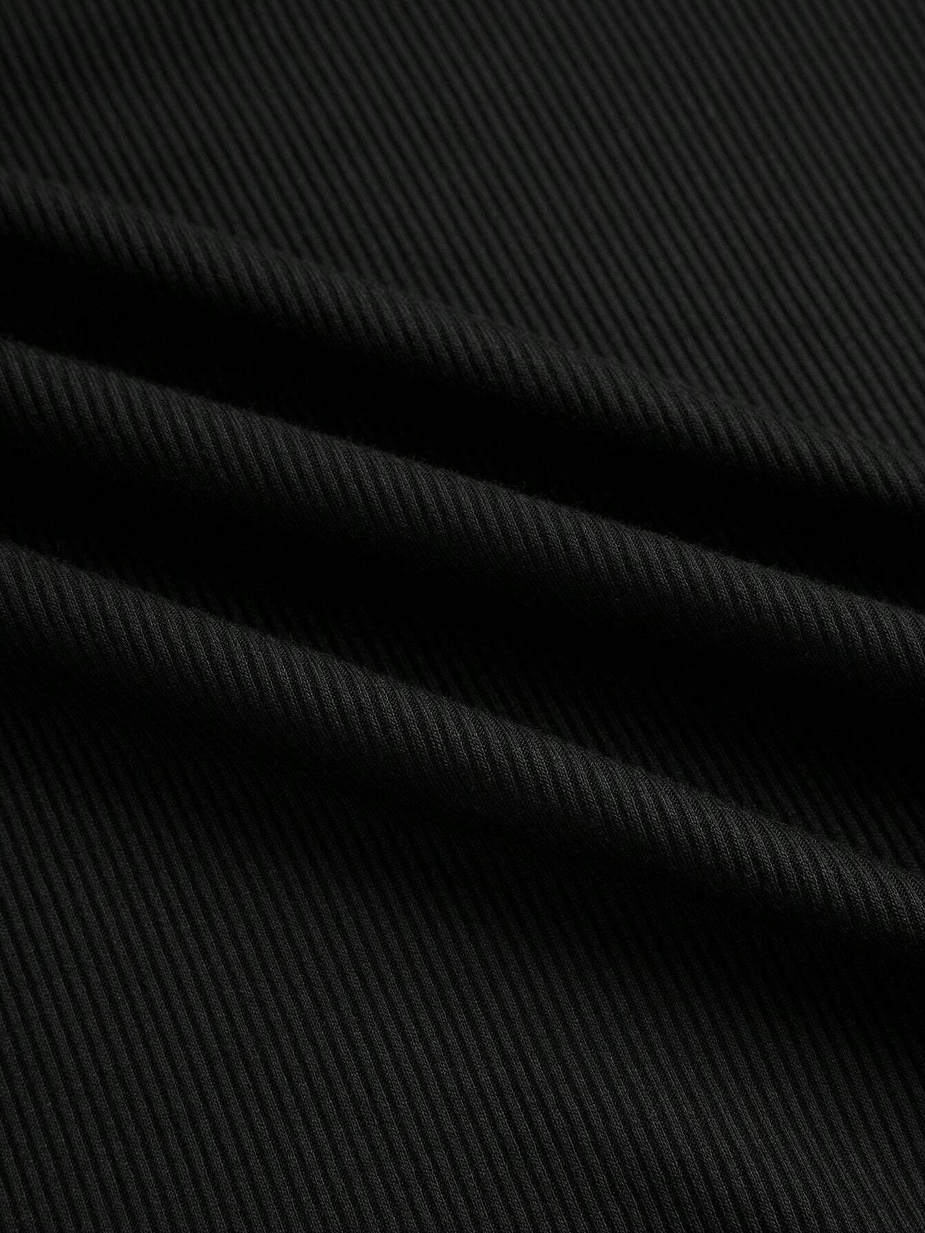 Women's Plain Cut Out Round Neck Ribbed Slim Tee, Elegant Long Sleeve Crew Neck T-shirt for Spring & Fall, Women's Top for Daily Wear