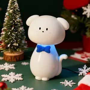 Timi Puppy Squeeze Tail Ambient Lamp, Dual Switch Warm Light RGB Timer Sleep Light, Swingable Head Eye-Care Rechargeable Silicone Night Light, Holiday Gift for Couples, Kids and Teens