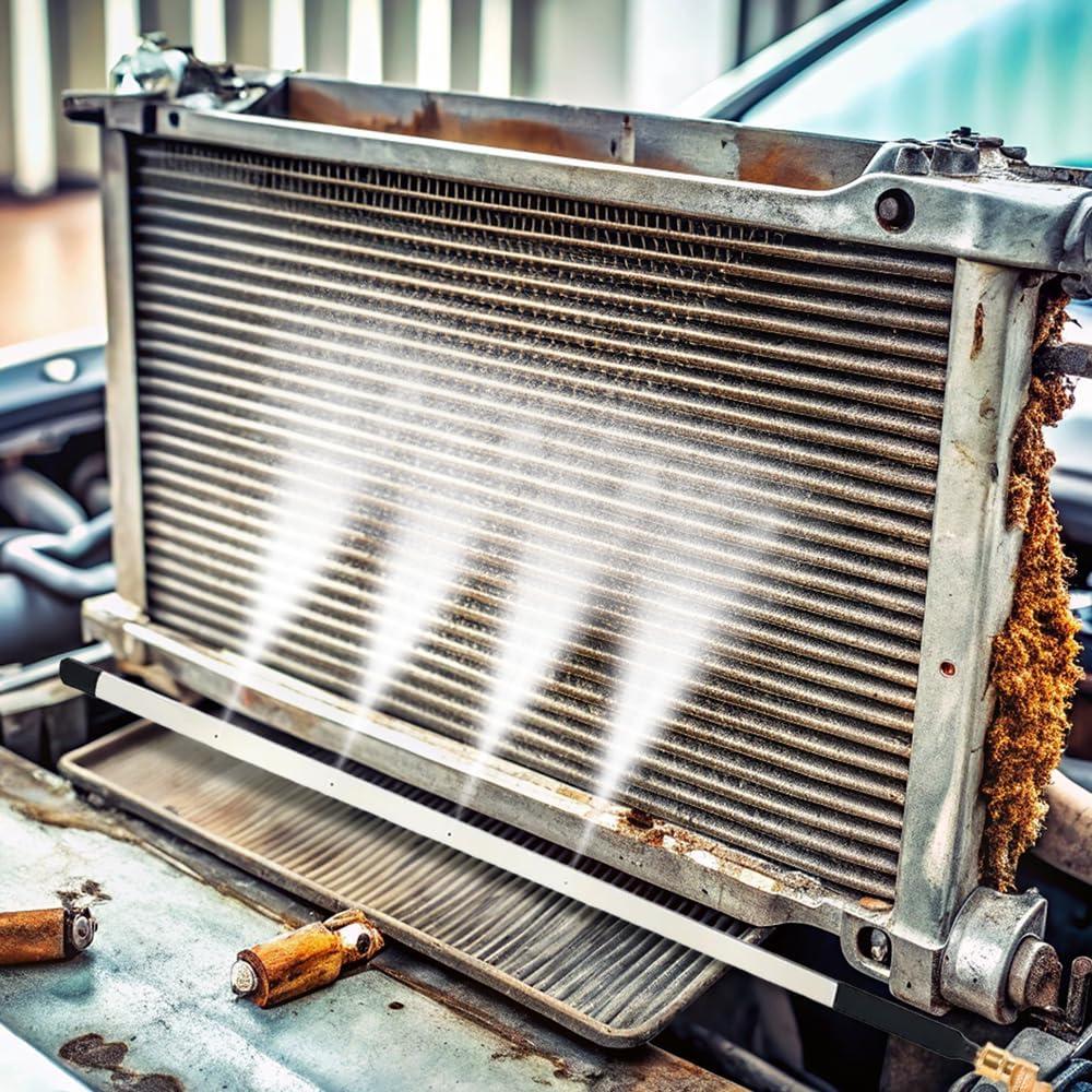 Radiator Cleaning Wand with Air Pipe Quick Connector, 4500 PSI 24'' High Pressure Radiator Cleaning Tool, Quick Water Tank Cleaner for Household Cars Trucks SUV RV (no Switch)