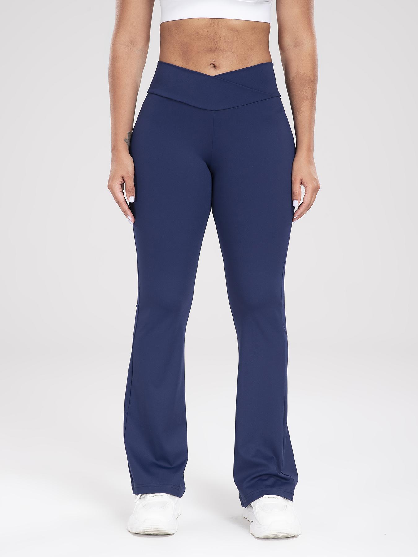 Women's Solid High Waist Flare Leg Leggings, Casual Comfy Tummy Control Skinny Pants for Yoga Gym Workout, Going Out Bottoms for All Seasons, Shaping Leggings, Skinny Sports Leggings, Athleisure Fitness Leggings