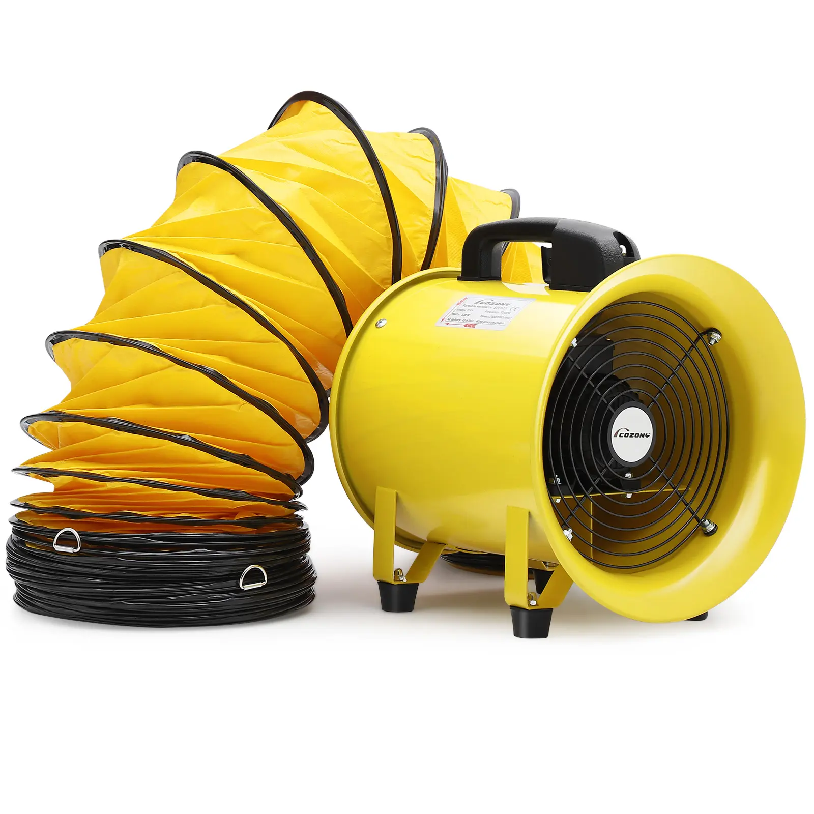 GARVEE Industrial 8-10 in Axial Exhaust Fan, Explosion-Proof Durable Heavy-Duty 7-Blade Low-Noise CE-Certified Model with High-Performance Motor, 33ft Flexible Duct Hose & GFCI Socket