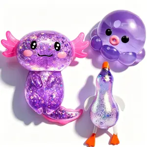 3-Piece Set Cute Shiny Stress Relief Toys, Octopus and Duck Squid Toy Set, Soft Elastic Plush Toys, Portable Stress Relief Toys for Office, Classroom, Party Gifts, Birthday Gifts