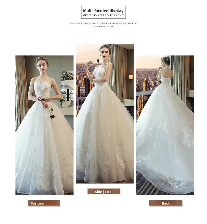 2026 New Style White Lace Strapless Wedding Dress with Train for Petite Brides, Simple, Ethereal & Forest-Style