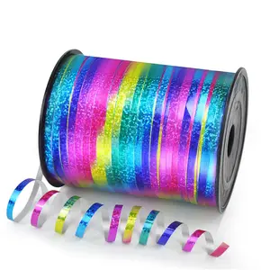 500 Yard Rainbow Ribbon Curling, Balloon Ribbon-Balloon String, Shiny Metallic Curly Roll for Gift Wrapping Ribbon for Wedding, Birthday Decoration, Baby Shower, Christmas