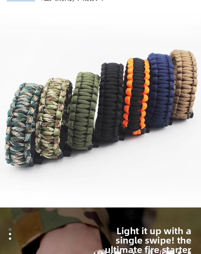 Outdoor Sports Foldable Survival Bracelet Whistle Outdoor Survival Five-in-One Multifunctional Compass Flint Rope Braided Bracelet Camping Pro Off-Road Electric Mountain Bike