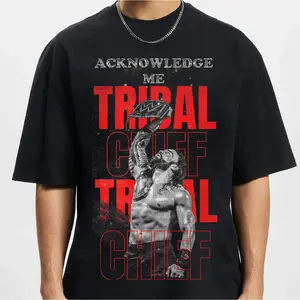 Graphic T-Shirt Roman Reigns Black Tribal Chief Wrestling Power Graphic Tee, Unisex Casual Streetwear Cotton Camiseta Verano, Retro Wrestling Fan Shirt, Game Day Outfit for Men and Women