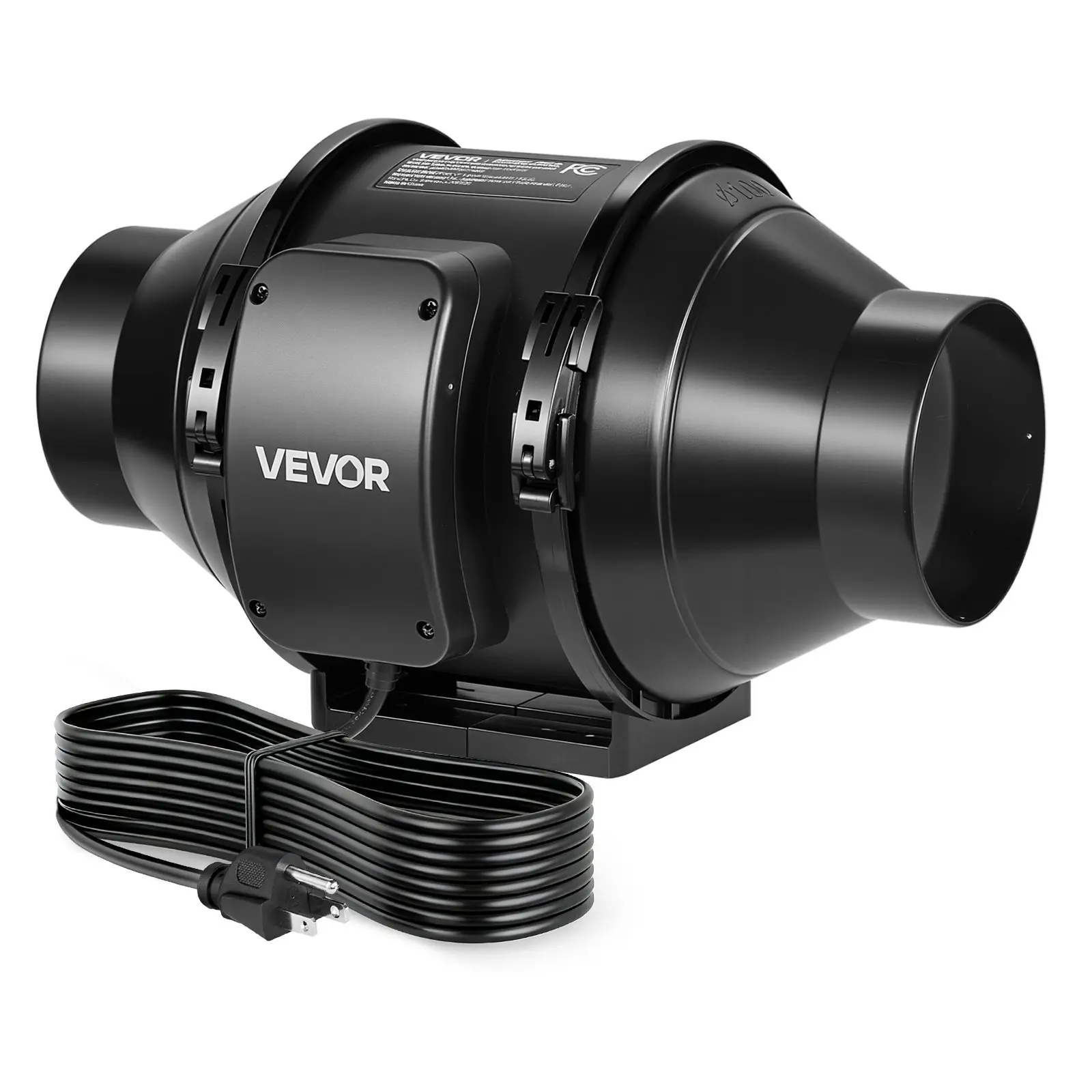 VEVOR 4-in Quiet Inline Duct Fan with ABS Shell, 180 CFM Flow AC-Motor Ventilation Fan, Exhaust Boost for Grow Tent Users, Cooling Booster for Indoor Basement Hydroponics