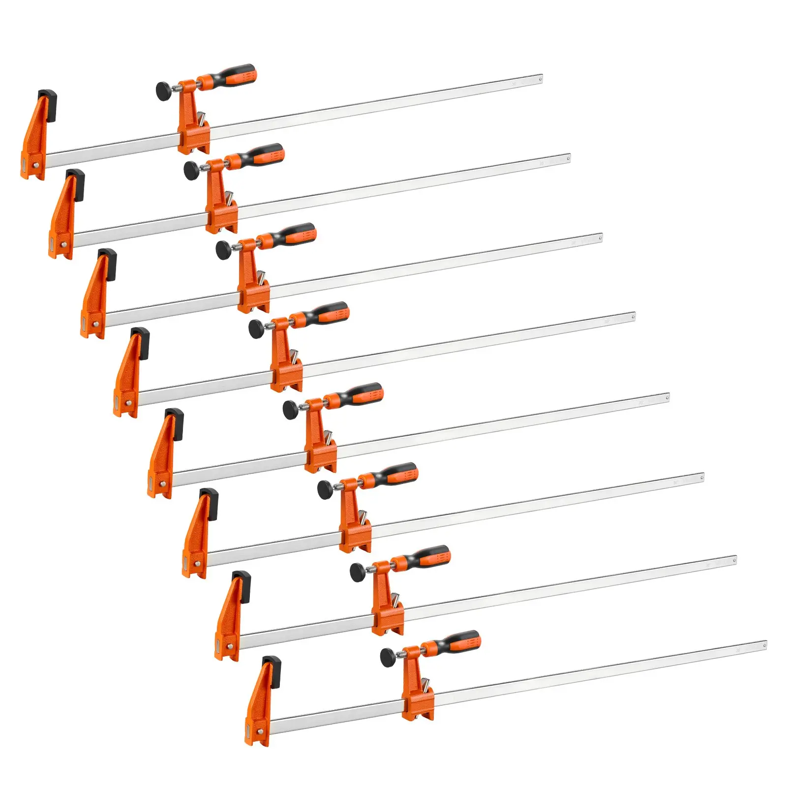 VEVOR 8-Pcs F Bar Clamps for Woodworkers, 36 in, 40.0x4.5x1.1 in, 21.6 lbs, 600 lbs Load Limit, Cast Iron & Carbon Steel, Easy-to-Use Self-Locking Design with Plastic Pads, for Furniture Building