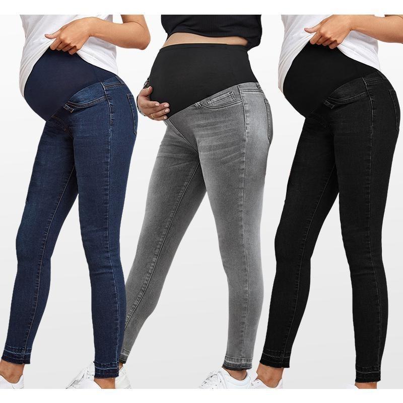 Maternity High Waist Belly Support Denim Pants Fashion Slim Fit Stretch Spring Autumn Maternity Wear
