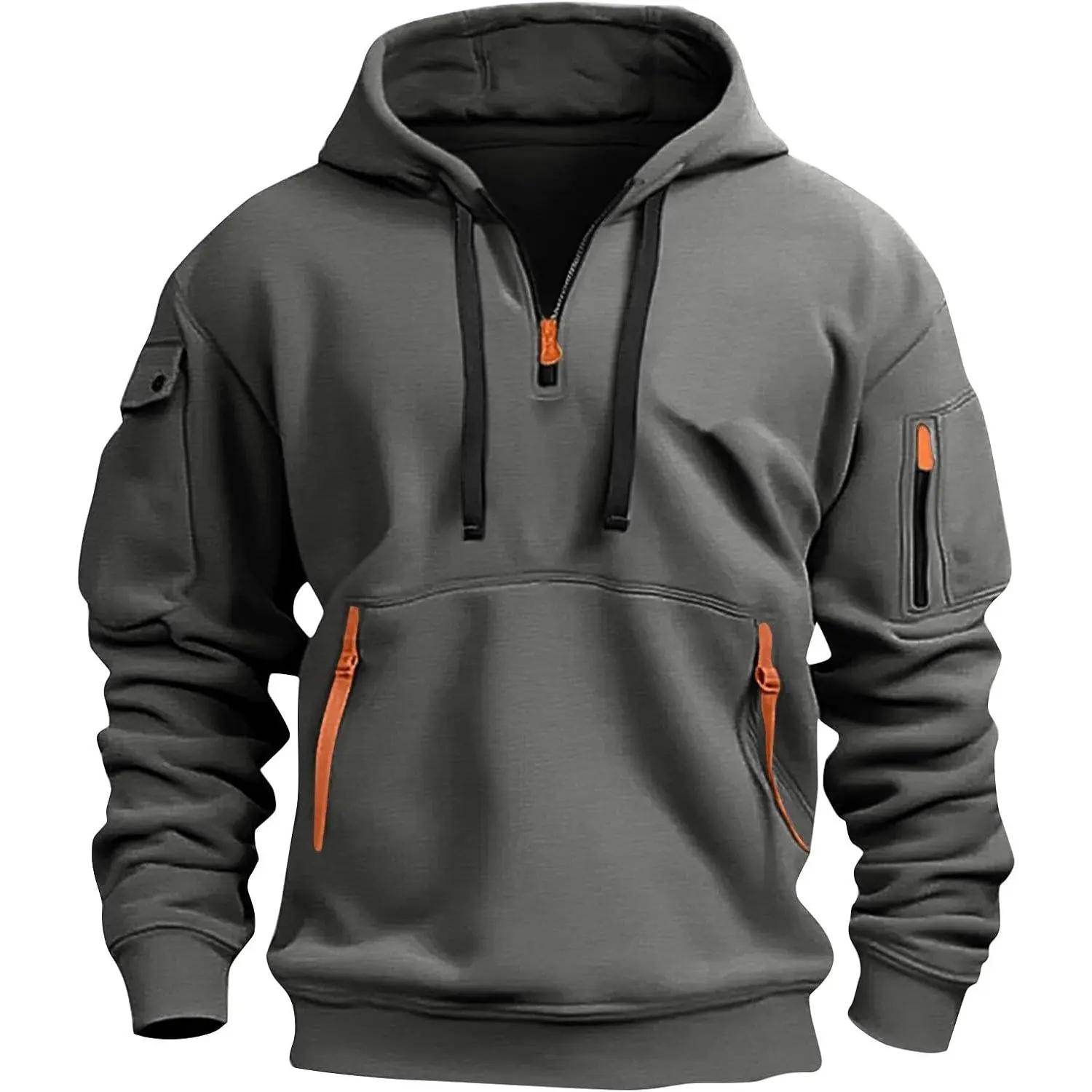 Hoodies for Men Quarter Zip Pullover Tactical Sweatshirt Vintage Long Sleeve Casual Fashion Hoodie With Pockets