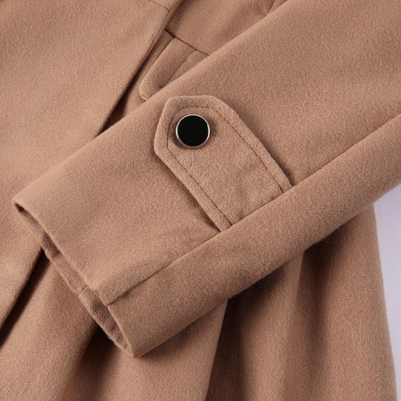 BIGWIG women's autumn and winter classic long wool trench coat with belt, casual office wear, business jacket, double-breasted lapel winter scalloped hem jacket, long trench coat parka, autumn and winter fashion retro style