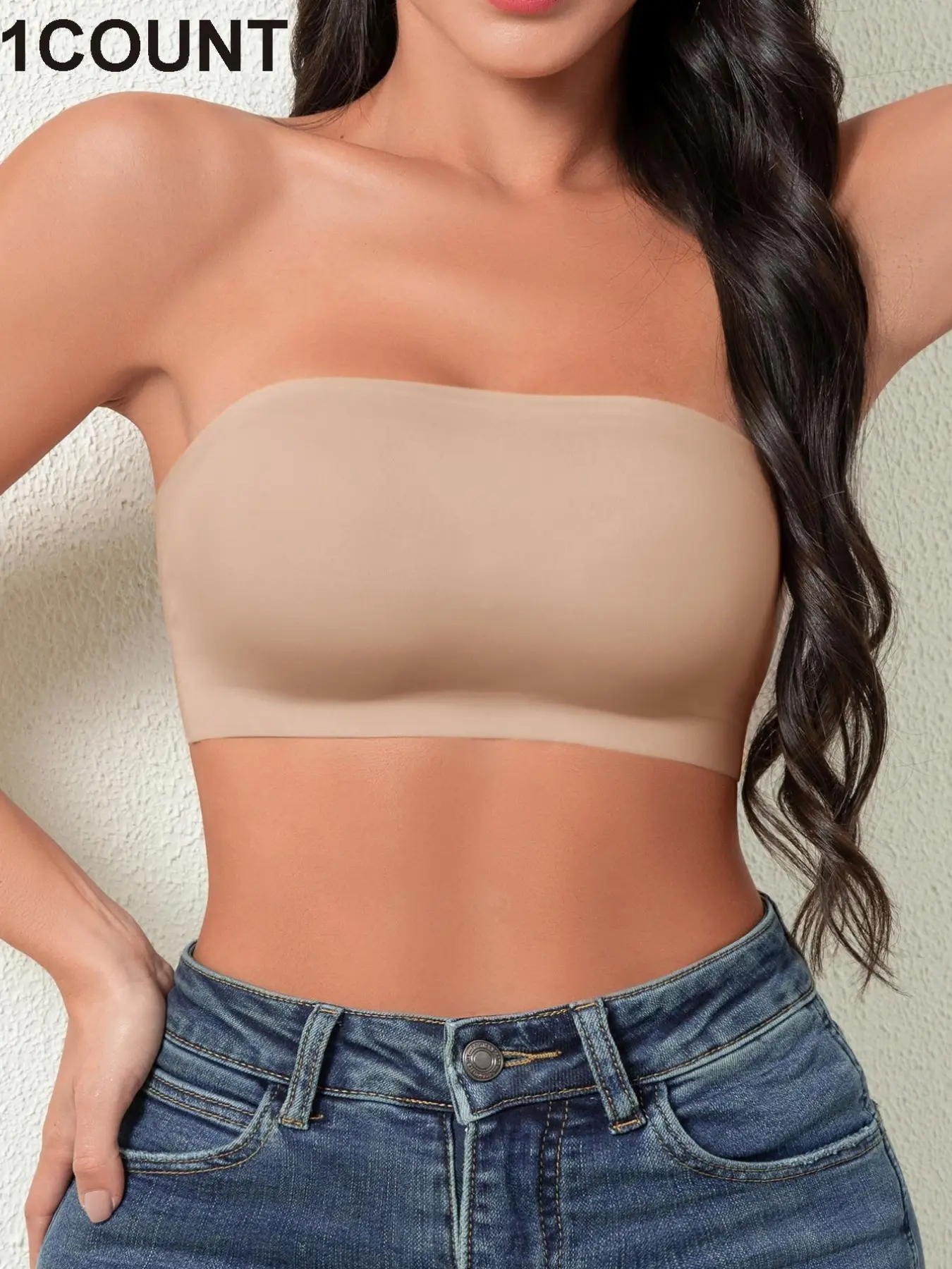 Women's Solid Color Non-slip Wireless Bandeau Bra, Seamless Nylon Bra, Casual Comfortable Breathable Buckleless Strapless Lingerie Top for Daily Wear, Lingeries for All Seasons, Breathable Bras