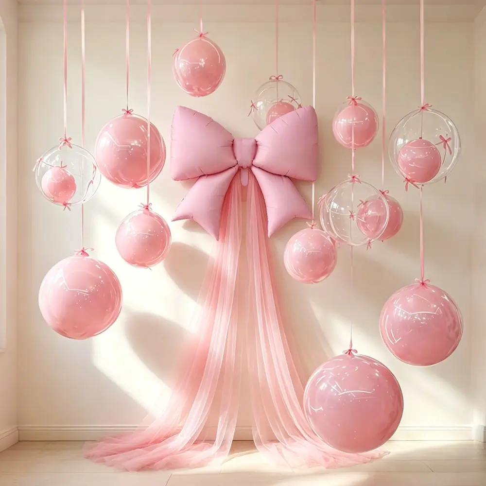 Balloon Set with Bow, Perfect for Birthday Parties, Weddings, Engagement Parties, Baby Showers, Sweet Style Decorations, Room Decoration