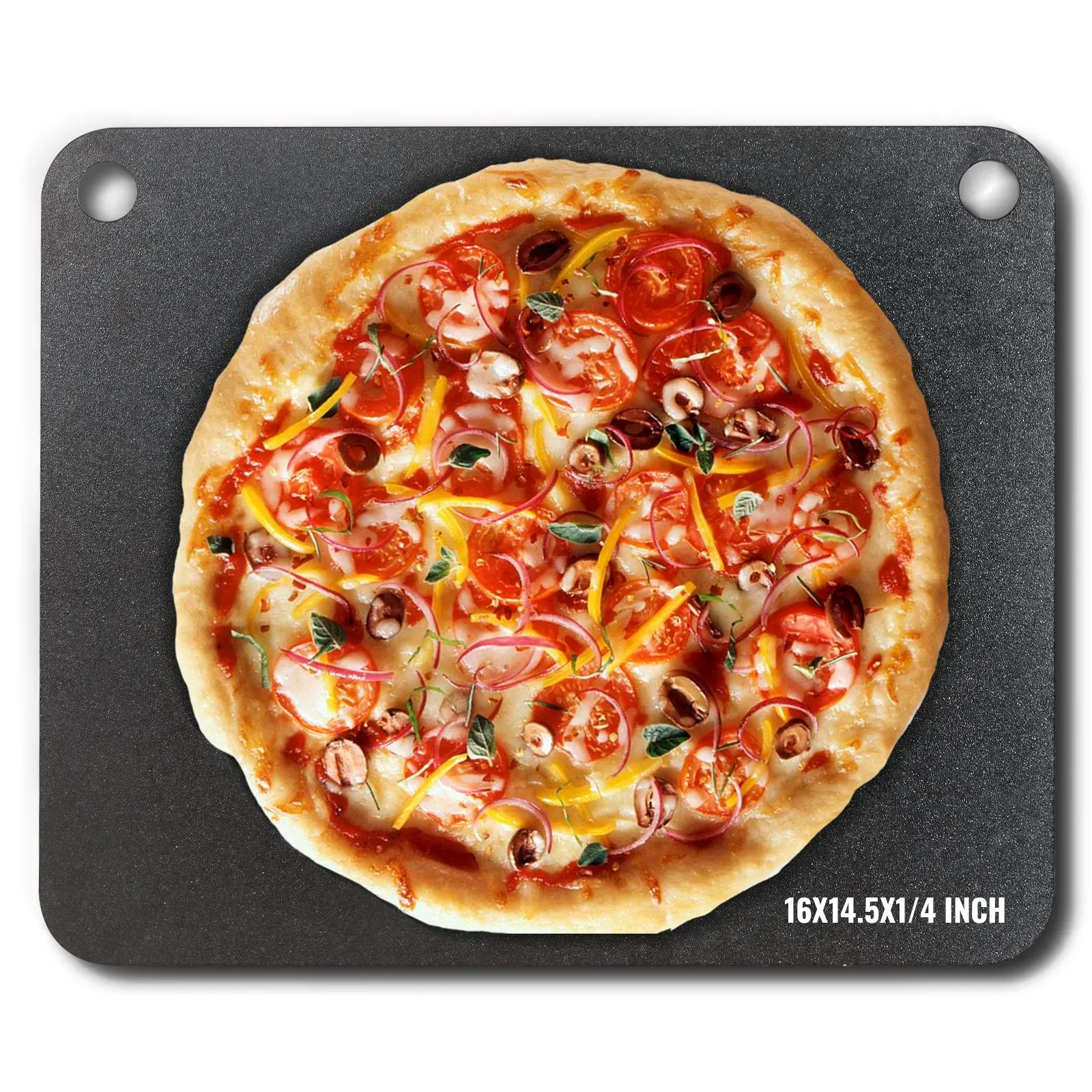 VEVOR Pizza Steel, 16" x 14.5"x 1/4" Pizza Steel Plate for Oven, Pre-Seasoned Carbon Steel Pizza Baking Stone with 20X Higher Conductivity, Heavy Duty Pizza Pan for Outdoor Grill, Indoor Oven