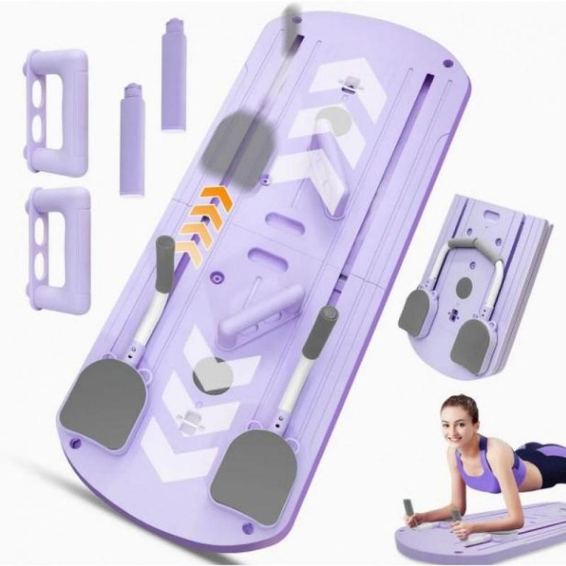 8-in-1 Home Multi-Functional Abdominal Muscle Exercise Board, Foldable Portable Yoga Board (Purple)
