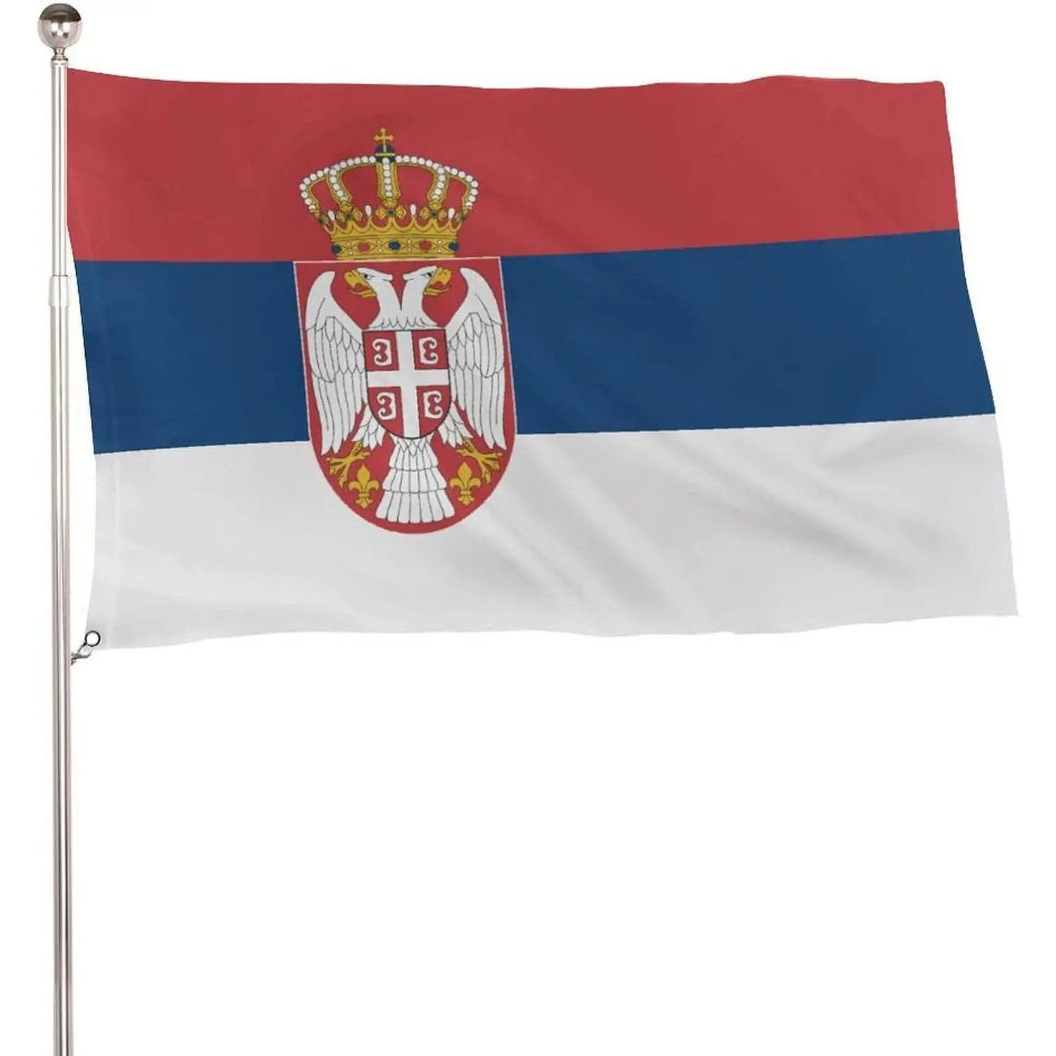 Republic of Serbia Flag Banner, 5x3 Ft Lightweight 115D Polyester Flag with 2 Metal Eyelets, Banners