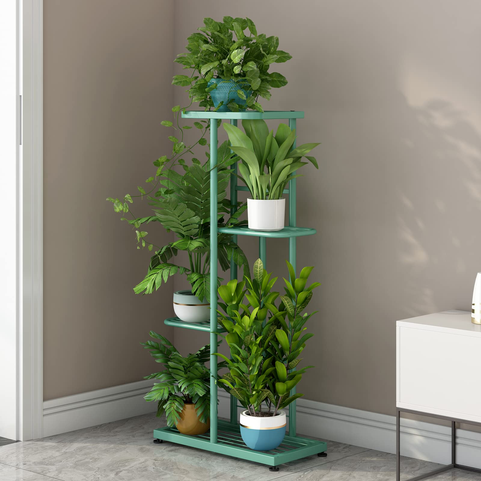 Plant Stand Indoor Outdoor Metal 4 Tier 5 Potted Multiple Flower Pot Holder Shelf Planter Display Shelving Unit for Patio Garden Corner Balcony Living Room【A001】 Deals For You Days