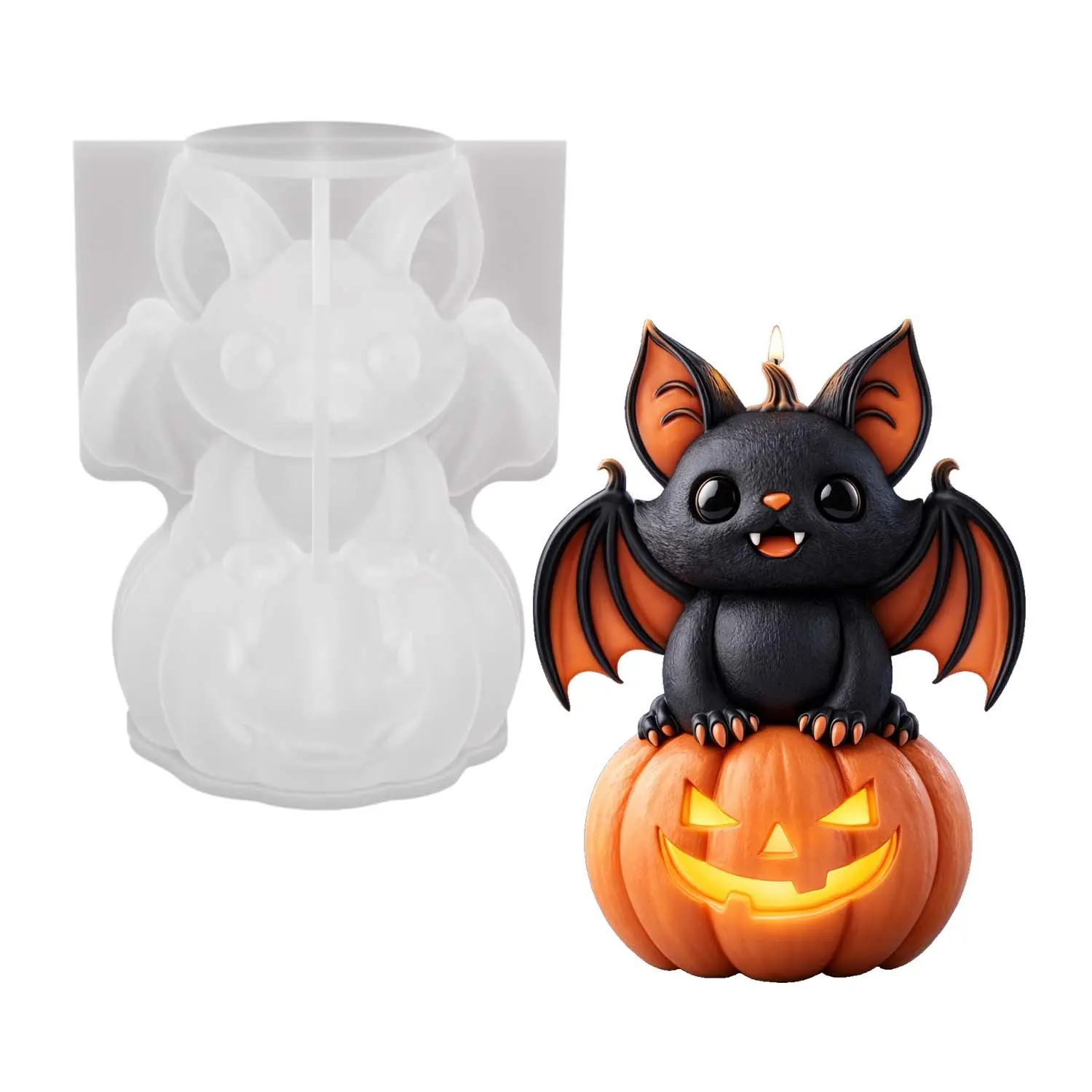 New DIY Ghost Pumpkin Bat Scented Candle Mold, Halloween Decoration Silicone Mold, Home Craft Hobby Decorative Mold, Halloween Atmosphere Decor