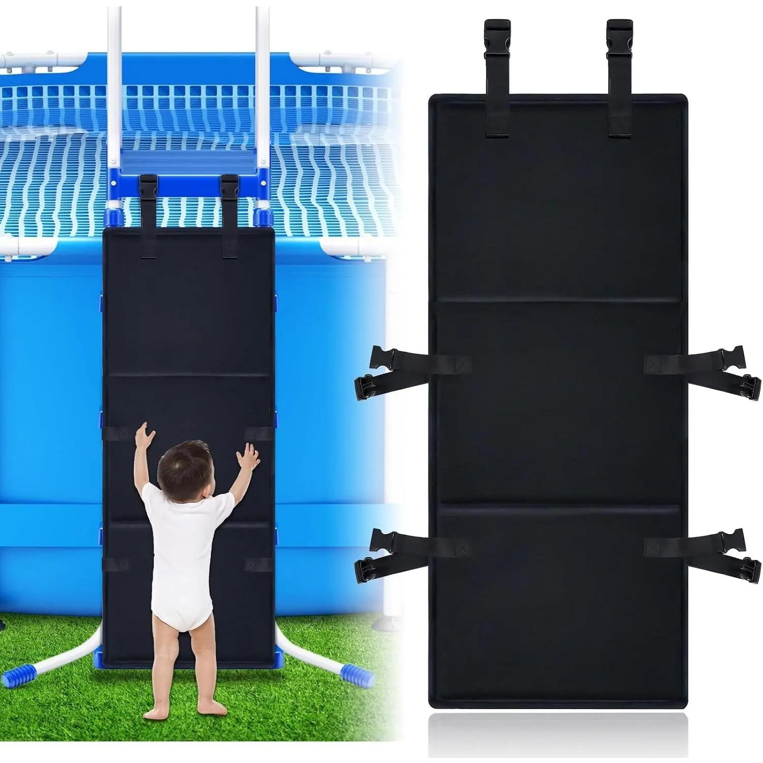 Pool Ladder Protector Cover 15x31.5in, Guard for Above Ground Pool to Prevent Kids from Climbing and Falling, Bunk Bed Ladder Guard Protector